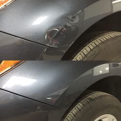 the front end of a car that has been dented