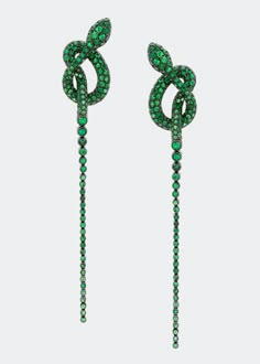 Stefere White Gold Tsovorite Earrings from The Snake Collection - Bergdorf Goodman Green Diamond Earrings For Evening, Luxury Green Sterling Silver Diamond Earrings, Green Sterling Silver Luxury Diamond Earrings, Luxury Green Diamond Earrings In Sterling Silver, Formal Tsavorite Earrings Fine Jewelry, Serpentine Jewelry, Jewellery Sketch, Lana Jewelry, Snake Jewelry