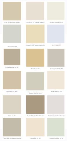 the different shades of paint that are used in this painting project, including neutrals and whites