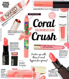 Peachy Makeup, Spring Makeup Trends, Ashley Walters, Diy Masks, Coral Lipstick, Coral Lips, Milani Cosmetics, Orange Lips, Sonia Kashuk