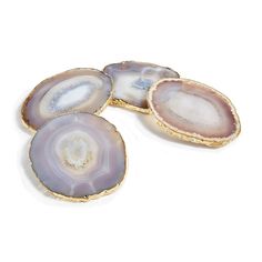 Lumino Gemstone Coasters - ANNA New York Pleasant Dreams, Crystal Coasters, Gold Coasters, Agate Coasters, Stone Gold, Stone Design, Gold Gilding, Trivets, Pure Gold