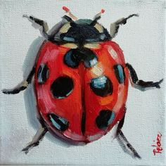 a painting of a ladybug on a white background