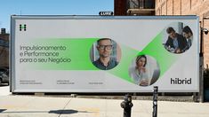 a large billboard with two people on it