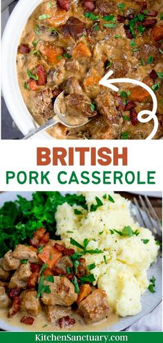 british pork casserole with potatoes and parsley