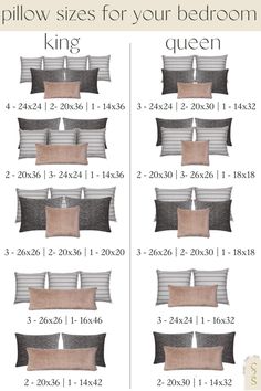 pillows sizes for your bedroom king and queen