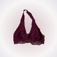 Victoria’s Secret Pink Maroon Lace V-Neck Halter Neck Bra | Sz M Radiate Confidence With This Victoria’s Secret Pink Halter Neck Bra, A Statement Piece In Maroon Lace. The V-Neck And Halter Style Make It A Flattering Choice For Any Wardrobe. Key Features: Exquisite Lace In A Deep Maroon Shade Offers A Luxurious Look. V-Neck And Halter Neckline For A Flattering Silhouette. Crafted For Comfort With A Soft, Stretchy Lace Fabric. The Bra Is In Like-New Condition, Appearing Unworn With No Visible Sig Halter Neck Bra, Zip Up Sports Bra, Maroon Lace, Lace Bra Top, Vs Pink Bras, Pink Lace Bra, Victoria Secret Pink Bras, Pink Lace Bralette, Radiate Confidence