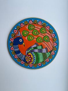 "Vibrant hues dance gracefully in this traditional peacock Madhubani masterpiece Embrace the beauty of Indian artistry" Different Types Of Indian Art, Indian Paintings Easy, Peacock Madhubani Painting, Madhubani Art Peacock, Madhubani Coasters, Madhubani Painting Easy, Madhubani Art Easy, Easy Madhubani Painting, Madhubani Paintings Traditional