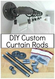 the diy custom curtain rods are ready to be hung on the wall and put together