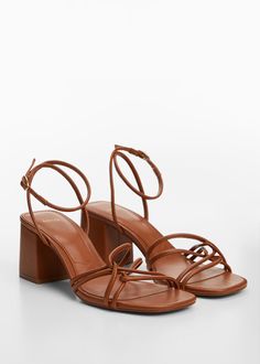 Strappy heeled sandals - Women | MANGO USA Mango Outlet, Summer Heels, Bridesmaid Shoes, Strappy Sandals Heels, Heeled Sandal, Ankle Bracelet, Shoe Closet, Brown Sandals, Spring Shoes