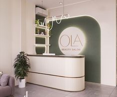 beauty salon logoathletic #creativedesign☀️. Beauty Salon Counter Design, Salon Reception Ideas, Salon Spa Interior Design, Beauty Salon Reception Area, Medical Spa Interior Design, Beauty Clinic Interior Design, Beauty Bar Salon Ideas, Beauty Salon Branding, Ideas Decoracion Salon