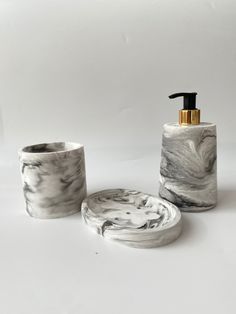 marble bathroom accessories set with soap dispenser and toothbrush holder