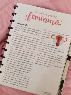 a notebook with the words feminine written in spanish