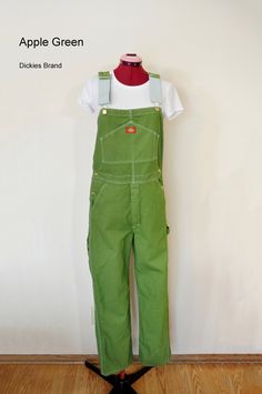 "Custom Dyed Bib Overalls. PLEASE LOOK OVER THE DETAILS AND MEASUREMENTS LISTED BELOW BEFORE ORDERING! THANK YOU! My suppliers are out of stock on many sizes - more should be available in the near future. I hope! Rugged Blue Brand 100% Cotton Bib Overall Pants - Dyed per request of customer color. This listing is a custom request. You choose the size and color. I will acquire the Cotton Painters Bib to be dyed in the color of your choosing. The bib overalls will be a NEW pair of Painters Overall Green Cotton Overalls, Fitted Green Overalls With Pockets, Casual Green Overalls, Green Cotton Utility Overalls, Cotton Overalls With Belt Loops, Fitted Straight Leg Cotton Overalls, Fitted Green Cotton Overalls, Fitted Cotton Overalls, Overall Pants