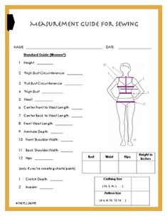 the measurement guide for sewing is shown in this image, with instructions to make it easier