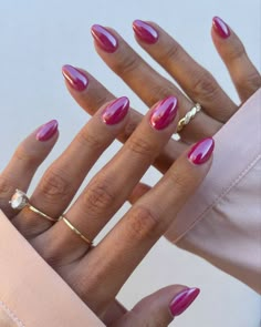 Pink Chrome Nails, Smink Inspiration, Summery Nails, Pink Nail, Oval Nails, Gel Nail Designs, Fire Nails, Funky Nails, Pretty Acrylic Nails