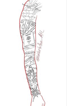 a drawing of a woman's arm with many different things on it and the words,