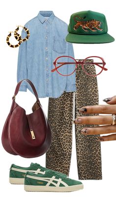 Chic Creative Outfits, Casual Animal Print Outfit, Polo Bar Nyc Outfit, Modern Retro Style Outfits, Fall Fashion Size 12, Creative Aesthetic Outfit, Casual Urban Outfits Women, Plus Size Outfits Baggy, Leopard Tank Top Outfit