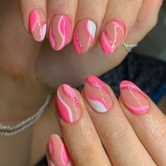 Bright Pink Vacation Nails, Vacation Inspired Nails, Preppy Nails, Biab Nails, Teen Nails, Bday Nails, Nail Hacks, Cute Simple Nails, Simple Gel Nails