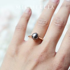 [Marguerite] Victorian Solitaire Ring in Tahitian Pearl - Women's Ring - Michellia Fine Jewelry White Gold Engagement Rings Unique, Unique Diamond Engagement Rings, Diamond Cluster Engagement Ring, Engagement Ring Vintage, Engagement Ring White Gold