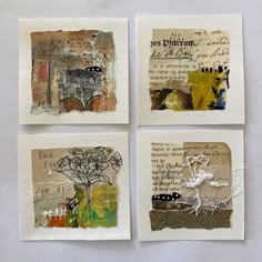 four pieces of paper with different designs on them