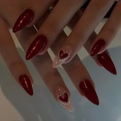 #valentines #red #valentinenails #acrylic #nails Cherry Wine Nails, Wine Nails, Vday Nails, Cherry Nails, Girly Acrylic, Casual Nails, Makijaż Smokey Eye, Valentines Day Nails