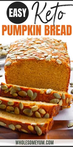 Almond Flour Keto Pumpkin Bread Keto Pumpkin Bread Coconut Flour, Low Carb Quick Bread Recipes, Low Carb Pumpkin Bread, Paleo Pumpkin Bread, Carb Dishes, Almond Flour Bread, Keto Holiday Recipes, Pumpkin Bread Easy