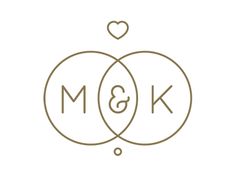 two circles with the words m & k in them, and a heart above it