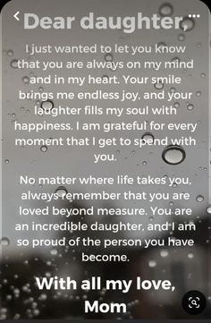 a poem that reads dear daughter, i just wanted to let you know