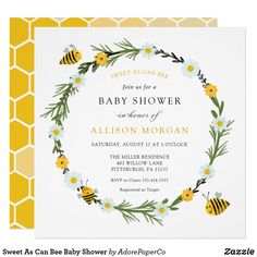 a bee themed baby shower party with flowers and bees