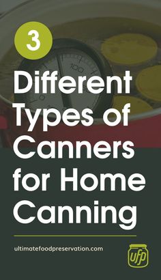 the words three different types of cameras for home canning on top of an image of a pot