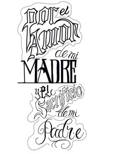 some type of lettering that has been drawn in black ink on white paper with the words,