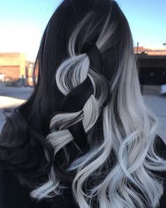 Black And White Hair, Split Dyed Hair, Cute Hair Colors