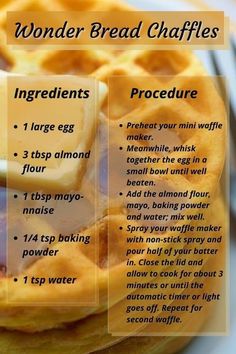 a plate with some waffles on it and instructions for how to make them