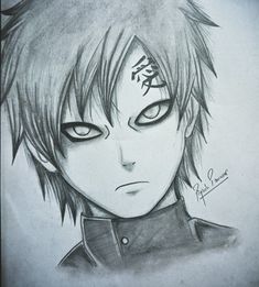 a pencil drawing of an anime character with eyes and hair, staring at the camera