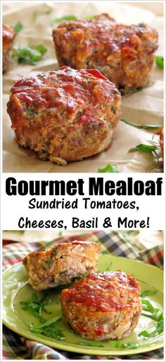 meatloaf muffins on a green plate with text overlay