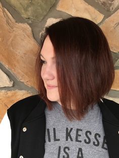 Ariel Edens Hair Studio in Wexford, PA. 412-652-7023. #arieledenshairstylist #redhair #angledbob #bluntcut #balayage #shorthaircut #pittsburgh #412 #shorthair Angled Bob, Short Hair Cuts, Red Hair