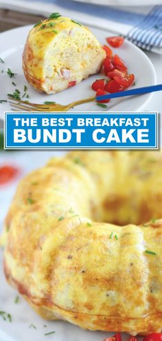 the best breakfast bundt cake recipe is made with eggs and cheese, then topped with tomatoes