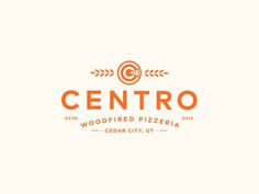 the logo for central wood - fired pizzaria cedar city, ut is shown in orange