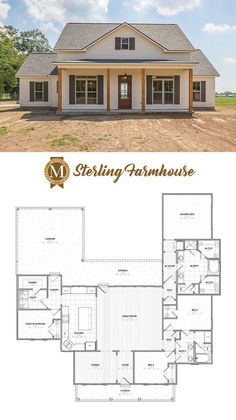 the floor plan for a two story farmhouse house