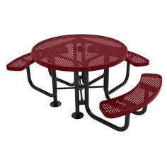 Choose lasting durability and superior craftsmanship with Coated Outdoor Furniture 3-Seat Round Picnic Tables. Shop our expanded metal or punched steel style options—we also offer Classic 4-Seat Round or Square Tables & ADA-Compliant 4-Seat Square Tables. Our high-tech manufacturing facility allows us to deliver superior products quickly and at competitive prices. Our picnic tables, park benches, and trash receptacles are efficiently shipped to your home or business location. Engineered for toug Outdoor Picnic Table, Picnic Table With Umbrella, Round Picnic Table, Portable Picnic Table, Business Location, Outdoor Lunch, Patio Dining Furniture, Park Benches, Expanded Metal