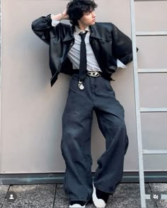 Kpop Idol Black Outfit Male, Mens Fashion Concert, Korean Styles Men, Different Clothing Styles Men, Buff Men Fashion, Male Outfit Styles, Male Clothing Asthetics, Dmv Outfit Ideas Men, Eccentric Male Fashion