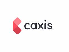 the logo for caxis is shown in black and red on a white background