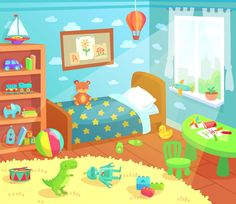 a child's bedroom with toys and decor