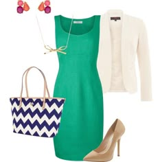 The Young Professional by jillllllllllian on Polyvore - with Kate Spade accessories and Steve Madden pumps Summer Work Outfit, Business Professional Outfits, Makeup Haul, Green Accessories, Dream Outfits, Green Dresses, Professional Wear, Professional Wardrobe, Summer Work