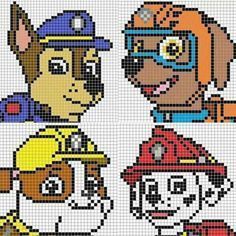 two pixellated images of cartoon characters, one is wearing a fireman's hat