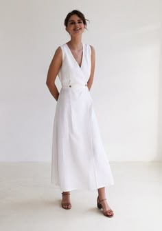 Maxi linen dress Riviera 3 Women Linen Dress, Elegant Summer Linen Dress, White Linen Dress Outfit, Linen Dress Elegant Classy, White Linen Shift Dress, Vietnam Tailor, Linen Dresses Elegant, Linen Dress Outfit, White Linen Dress Summer