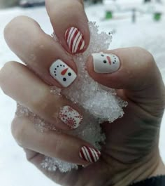 Christmas Cute Nails, Color Street Christmas, Holiday Manicure, Cute Snowmen, Snow Nails, Snowman Nails, Kids Nail Designs, Girls Nail Designs, Holiday Nail Designs