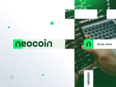 a person typing on a laptop with the word neoconn above it and below