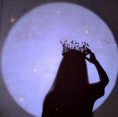 the silhouette of a woman with flowers in her hair