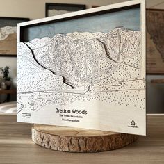 a wooden block with a map on it